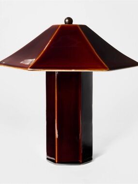 NWT Double Ceramic Table Lamp Maroon— Threshold designed with Studio McGee